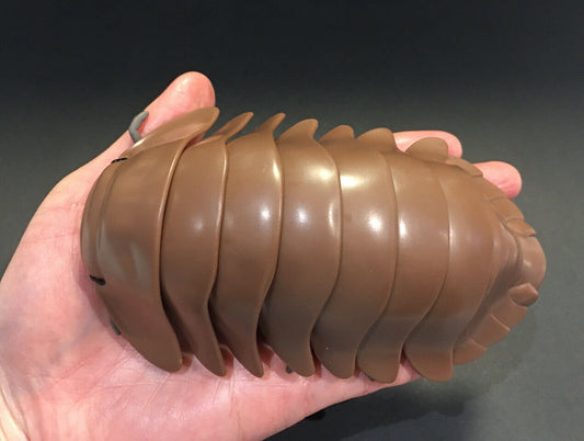 Plastic Pill Bug Roly Poly Insect Potato Bug Isopod Figure w/Moving Parts - BROWN Color 14cm