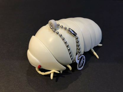 Plastic Pill Bug Roly Poly Insect Potato Bug Isopod KEYCHAIN Figure w/Moving Parts - CREAM WHITE Color 9cm
