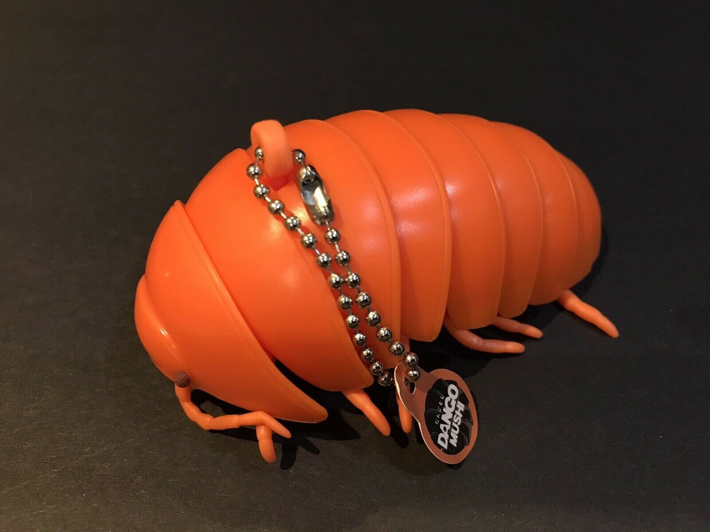 Plastic Pill Bug Roly Poly Insect Potato Bug Isopod KEYCHAIN Figure w/Moving Parts - ORANGE Color 9cm