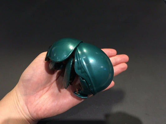 Plastic DUNG BEETLE Insect Bug Dango Mushi Figure w/Moving Parts - EMERALD Green Color