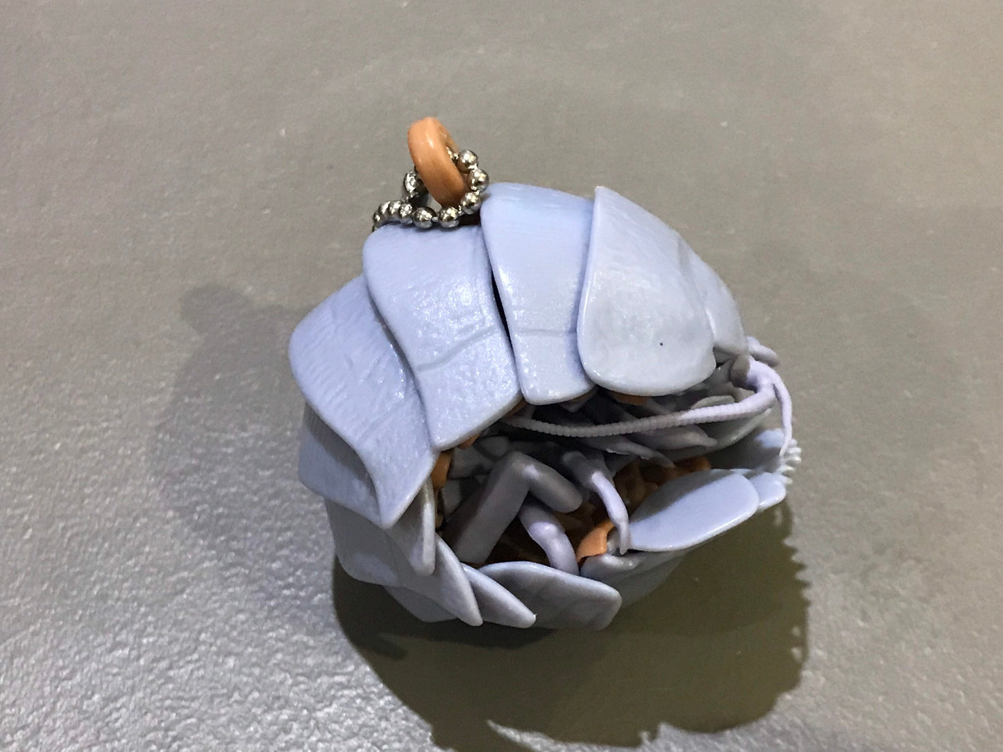 Plastic Pill Bug Roly Poly Insect Potato Bug ISOPOD KEYCHAIN Figure w/Moving Parts - GREY Color 9cm