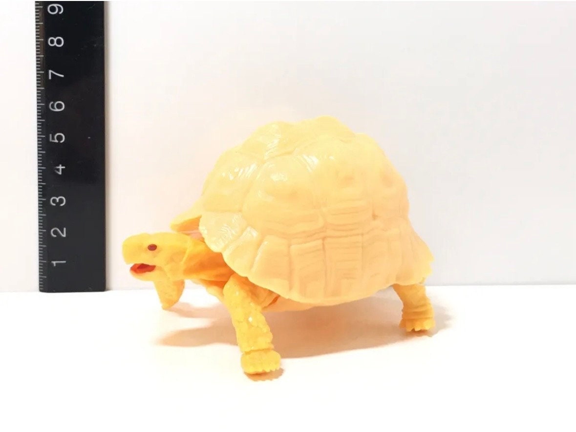Realistic Leopard Tortoise Turtle Model Plastic Figure with Movable legs and head Yellow Color