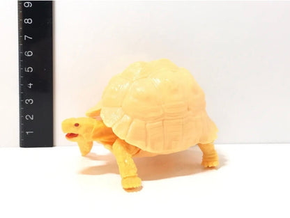 Realistic Leopard Tortoise Turtle Model Plastic Figure with Movable legs and head Yellow Color