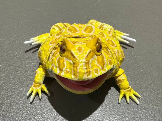 Articulated Argentine Horned Pacman Frog Plastic Figure w/ Movable Joints Yellow